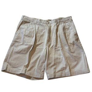 Eddie Bauer Khaki Pleated Cotton Shorts Mens Size 40 Beige